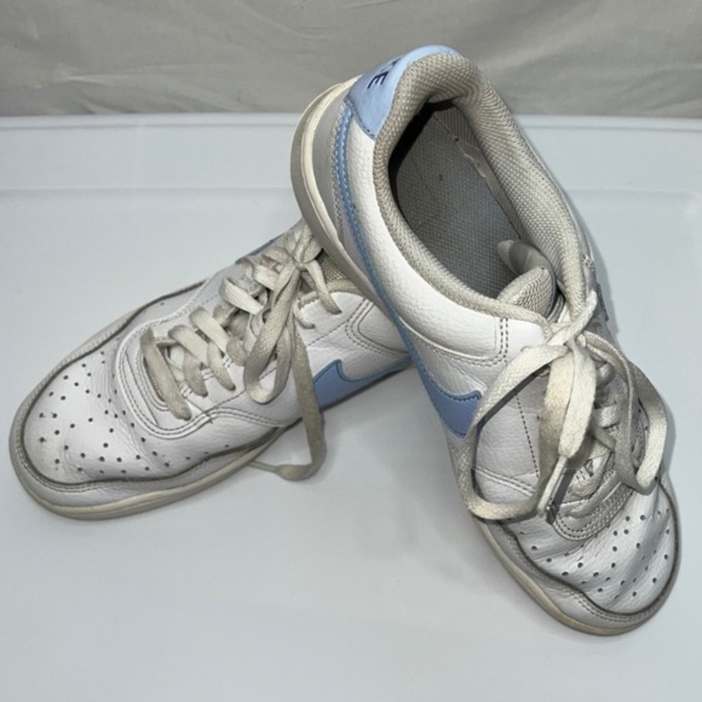 Nike Women's White Blue Leather Low‎ Top Sneakers Shoes Size 8.5 CD5434 115